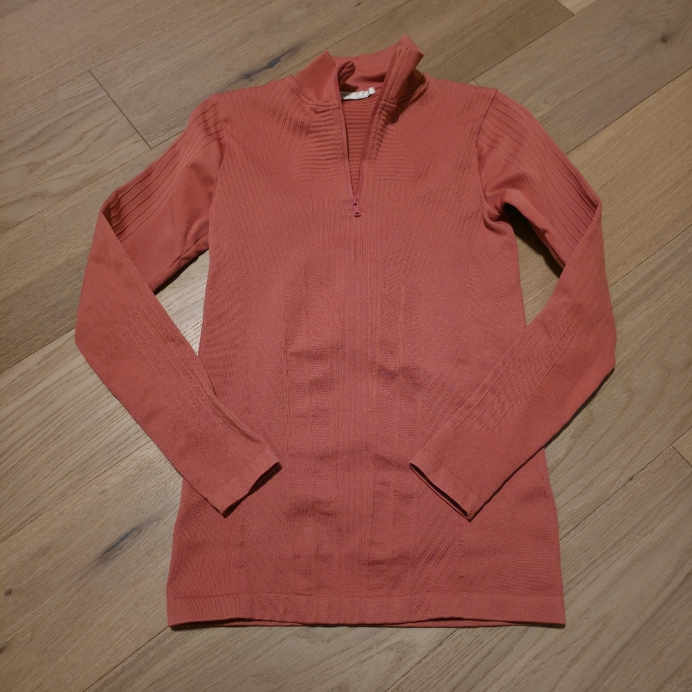 Oysho Coral Quarter-Zip Active Top
